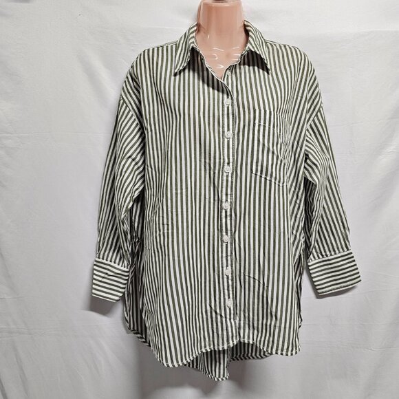 The Bennet Button Down Shirt by Maeve Women Size SP Green - Picture 3 of 14